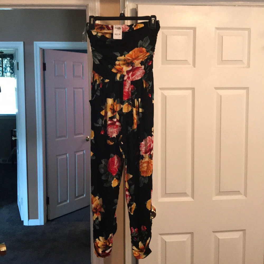 Strapless jogger floral jumpsuit